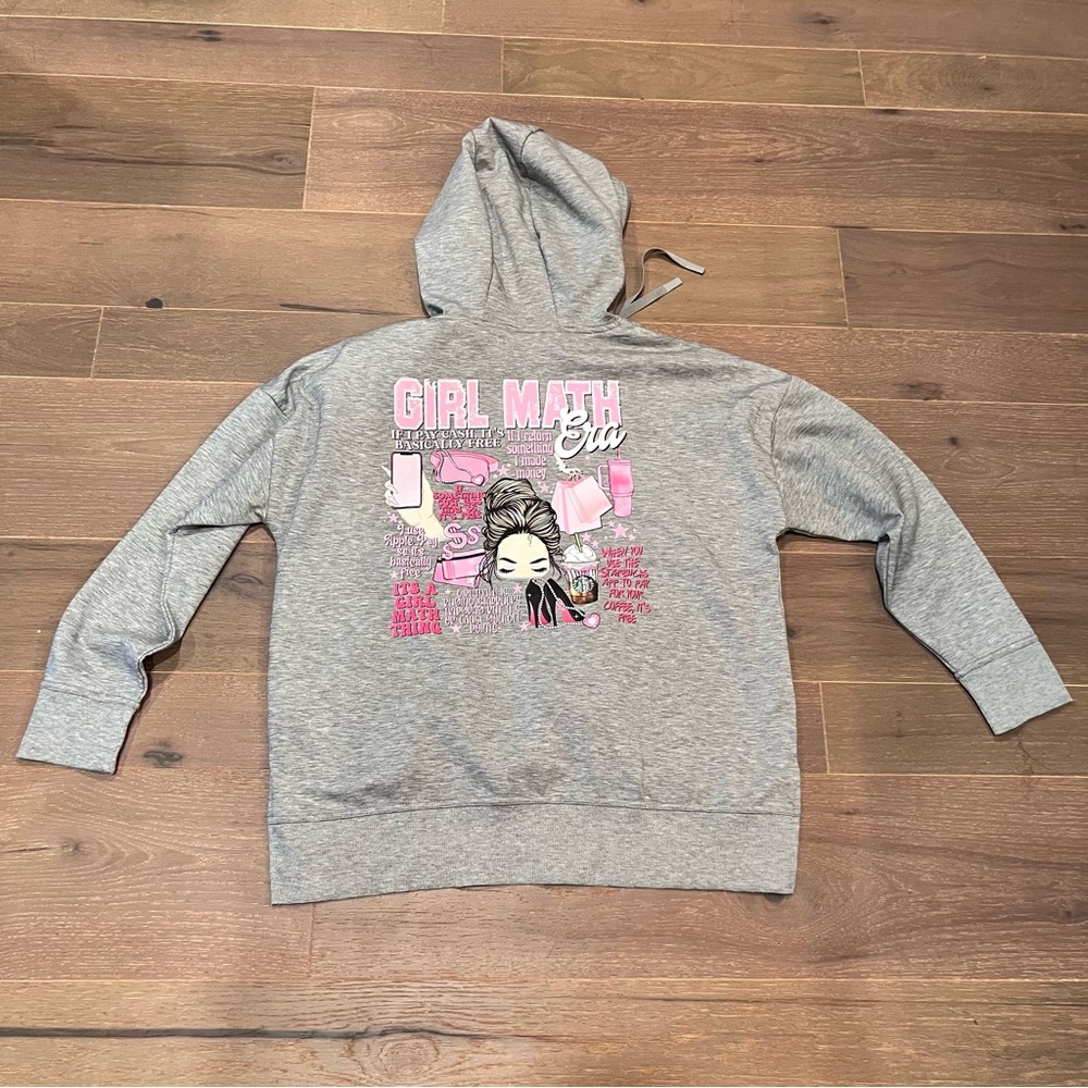 Girl Math Era hoodie sweatshirt w pink Starbucks details nwt from boutique wmn L